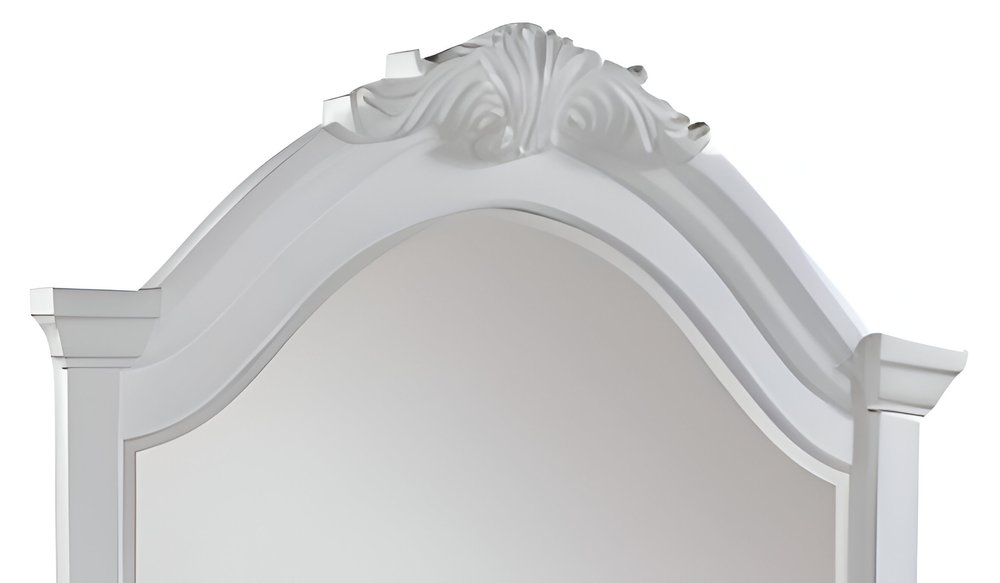 43" White Solid Wood Crowned Top Dresser Mount Framed Mirror — view 2