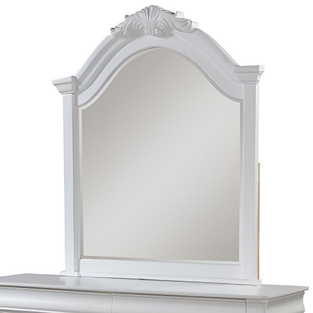 43" White Solid Wood Crowned Top Dresser Mount Framed Mirror — view 3