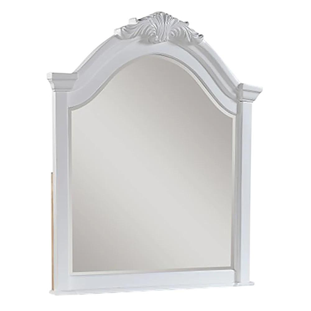 43" White Solid Wood Crowned Top Dresser Mount Framed Mirror — view 5