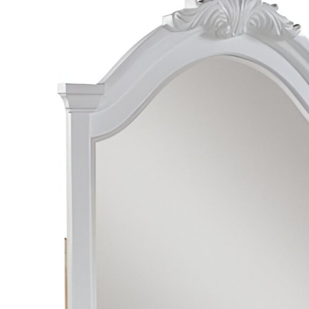 43" White Solid Wood Crowned Top Dresser Mount Framed Mirror — view 6