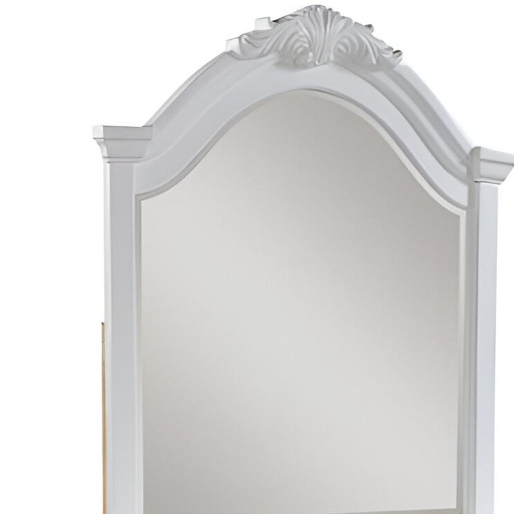 43" White Solid Wood Crowned Top Dresser Mount Framed Mirror — view 7