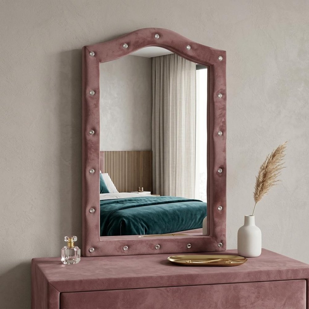 30" Pink Abstract Wood Framed Mounted Dresser Mirror HomeRoots