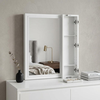32" White Metal Framed Mounted Dresser Mirror HomeRoots