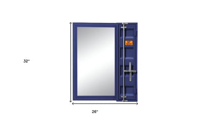 32" Blue Metal Framed Dresser Mirror HomeRoots