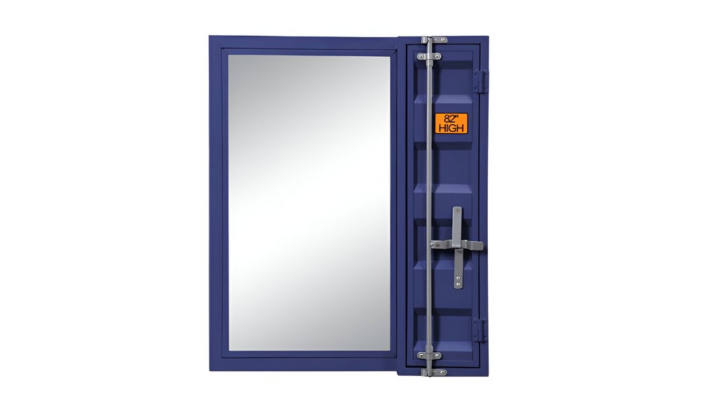 32" Blue Metal Framed Dresser Mirror HomeRoots