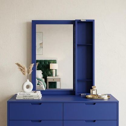 32" Blue Metal Framed Dresser Mirror HomeRoots