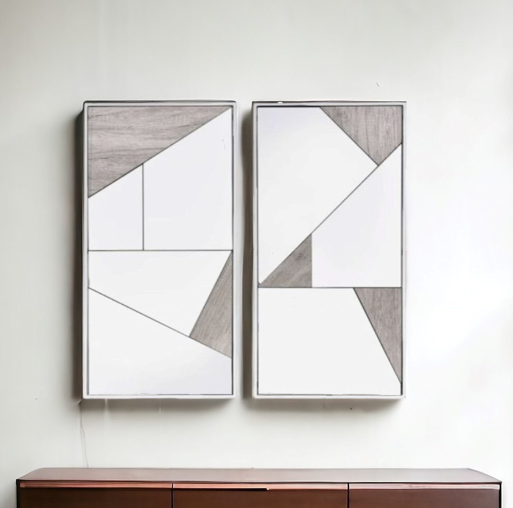 Set of Two Natural Metal Framed Accent Mirror HomeRoots