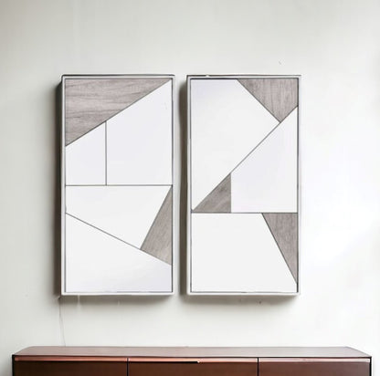 Set of Two Natural Metal Framed Accent Mirror HomeRoots