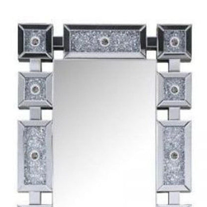63" Mirrored & Faux Diamonds Lighted Irregular Accent Mirror - FurniFindUSA