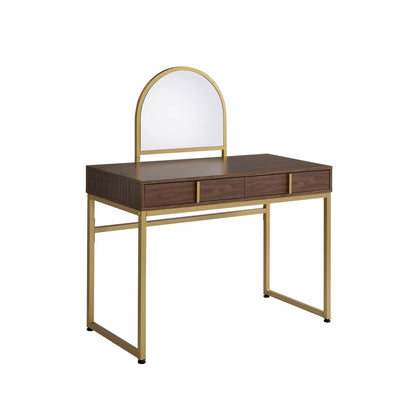 42" Gold Mirrored Vanity Table with Mirror With Two Drawers HomeRoots