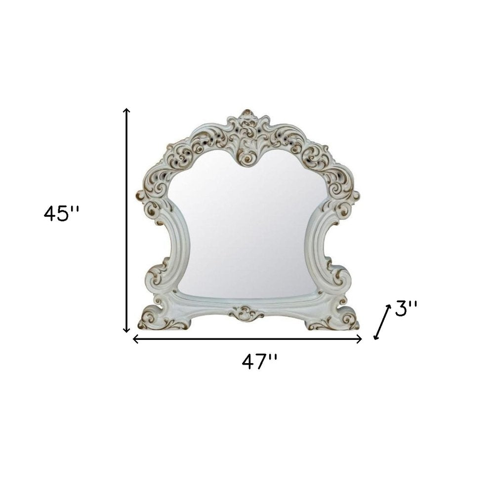 45" White Abstract Wood Framed Mounted Dresser Mirror HomeRoots