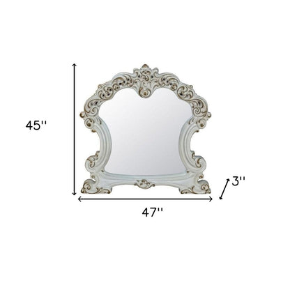 45" White Abstract Wood Framed Mounted Dresser Mirror HomeRoots