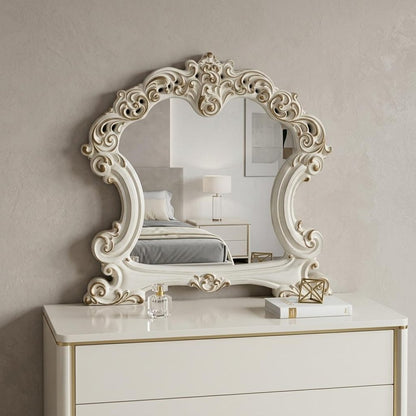 45" White Abstract Wood Framed Mounted Dresser Mirror HomeRoots