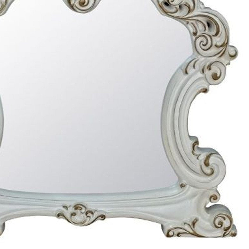 45" White Abstract Wood Framed Mounted Dresser Mirror HomeRoots