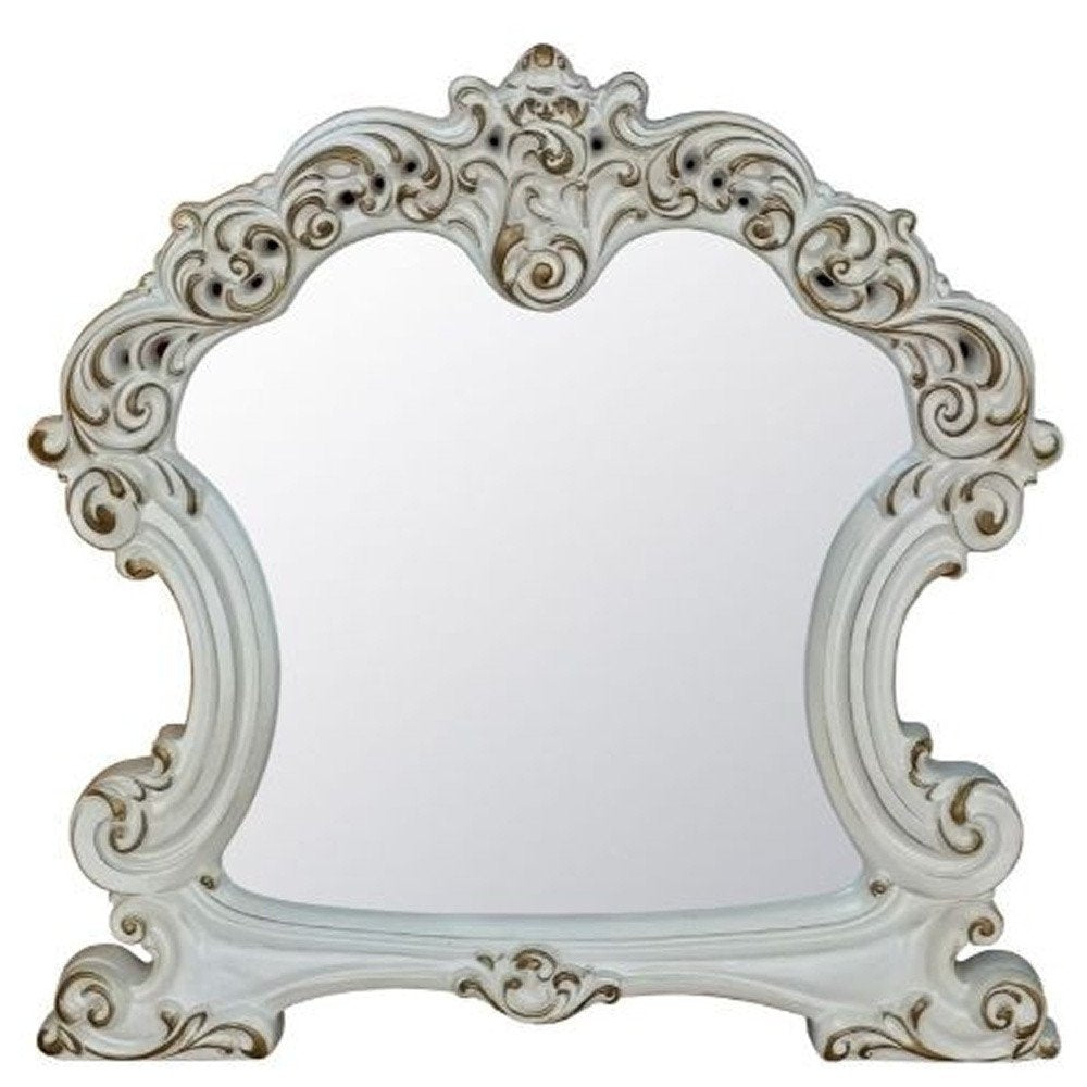 45" White Abstract Wood Framed Mounted Dresser Mirror HomeRoots