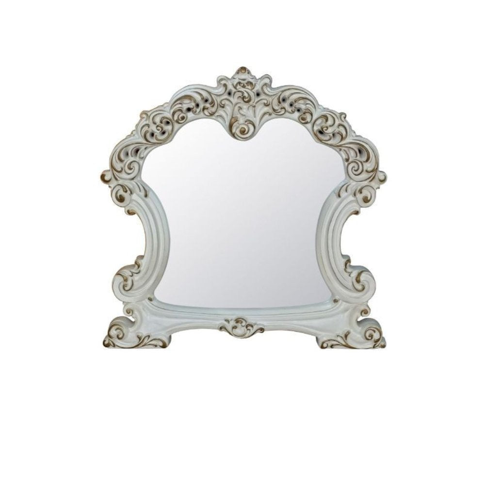 45" White Abstract Wood Framed Mounted Dresser Mirror HomeRoots