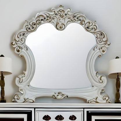 45" Antique Pearl Finish Irregular Dresser Mirror