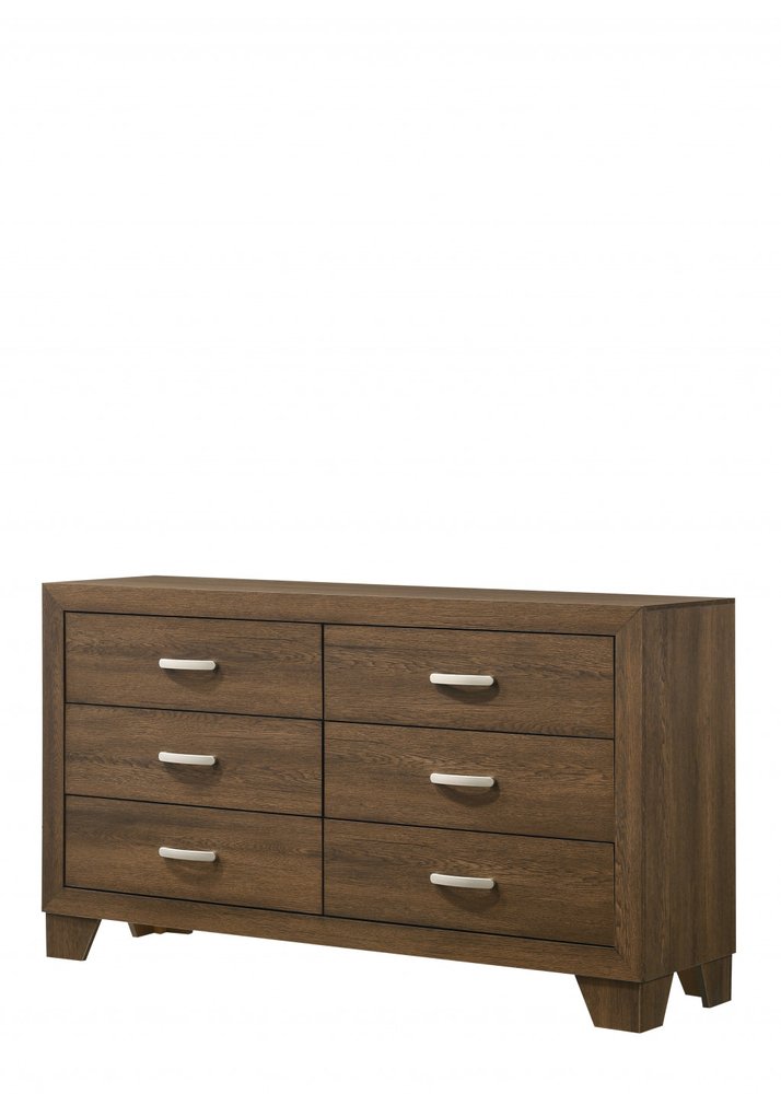 59" Brown Solid and Manufactured Wood Six Drawer Double Dresser HomeRoots