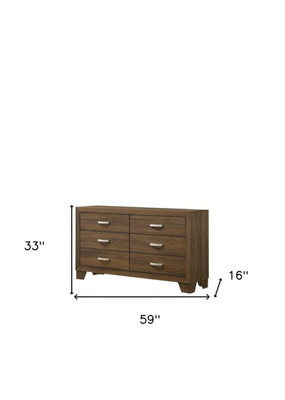 59" Brown Solid and Manufactured Wood Six Drawer Double Dresser HomeRoots