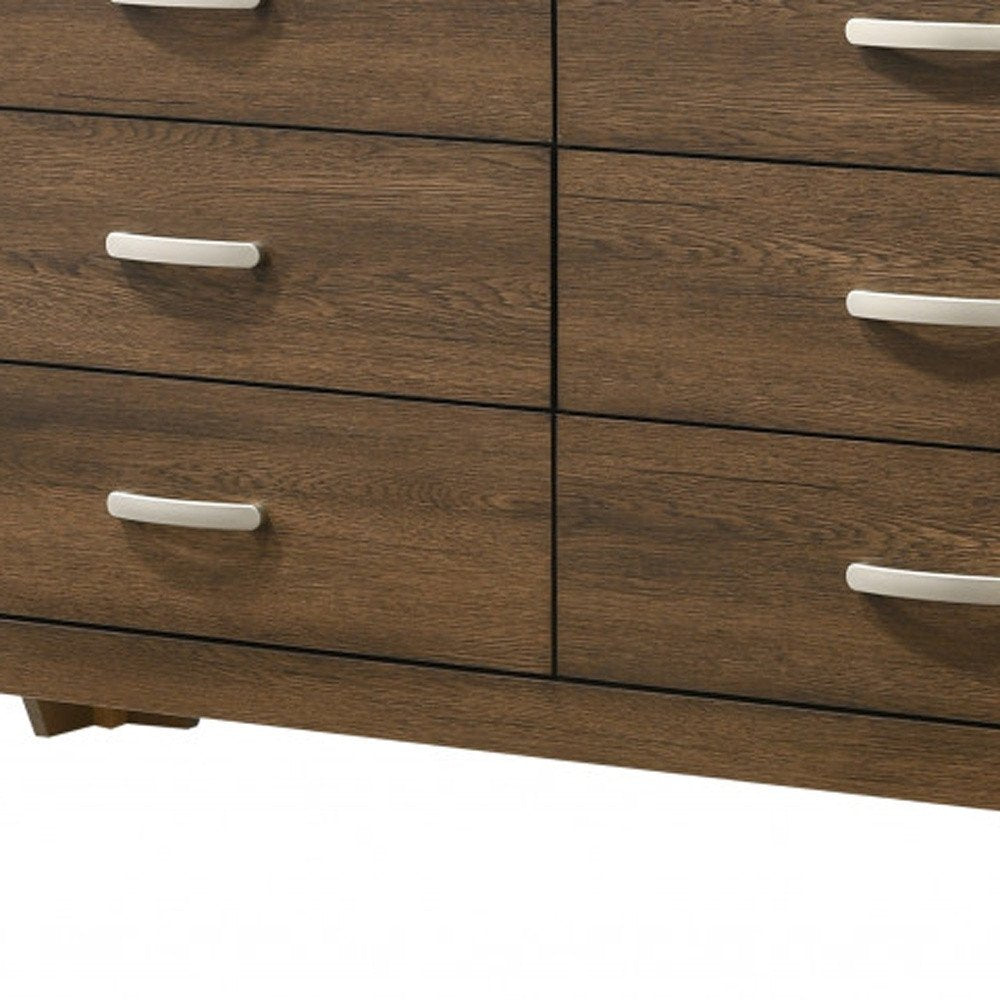 59" Brown Solid and Manufactured Wood Six Drawer Double Dresser HomeRoots