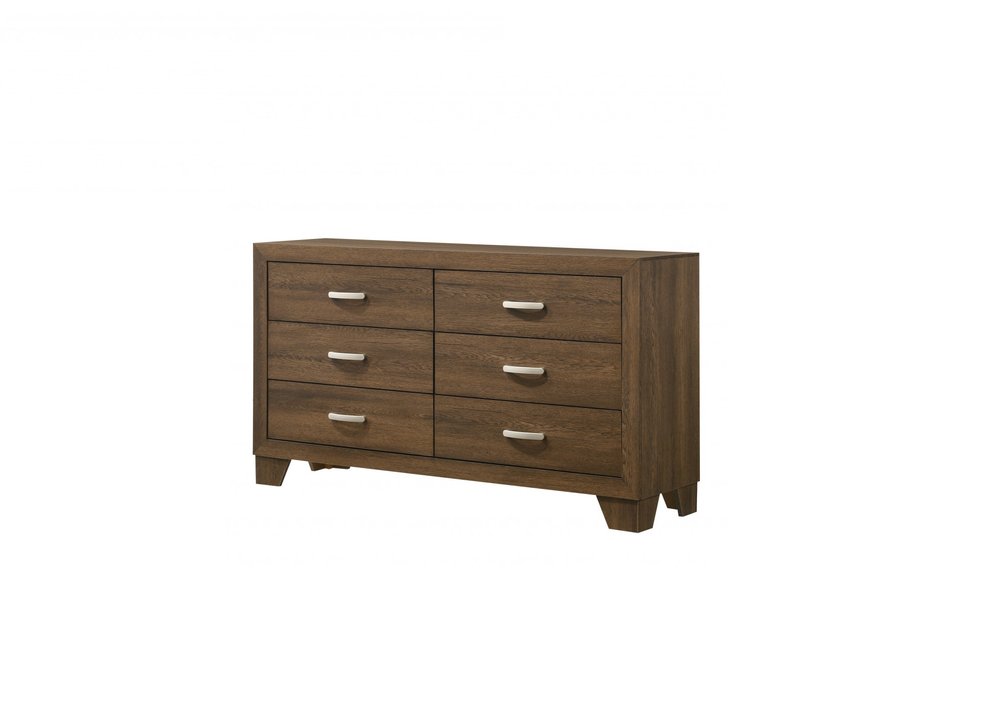 59" Brown Solid and Manufactured Wood Six Drawer Double Dresser HomeRoots
