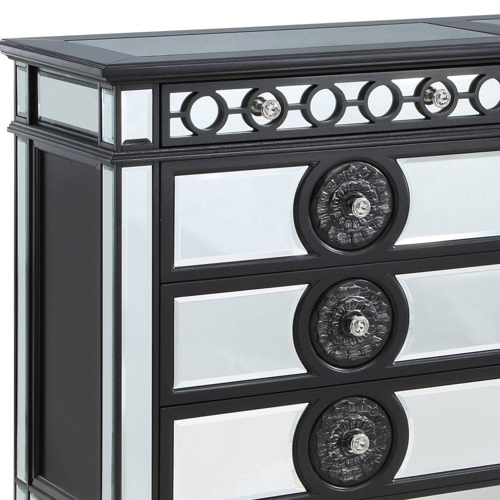 68" Black And Silver Wood Mirrored Eight Drawer Double Dresser — view 3