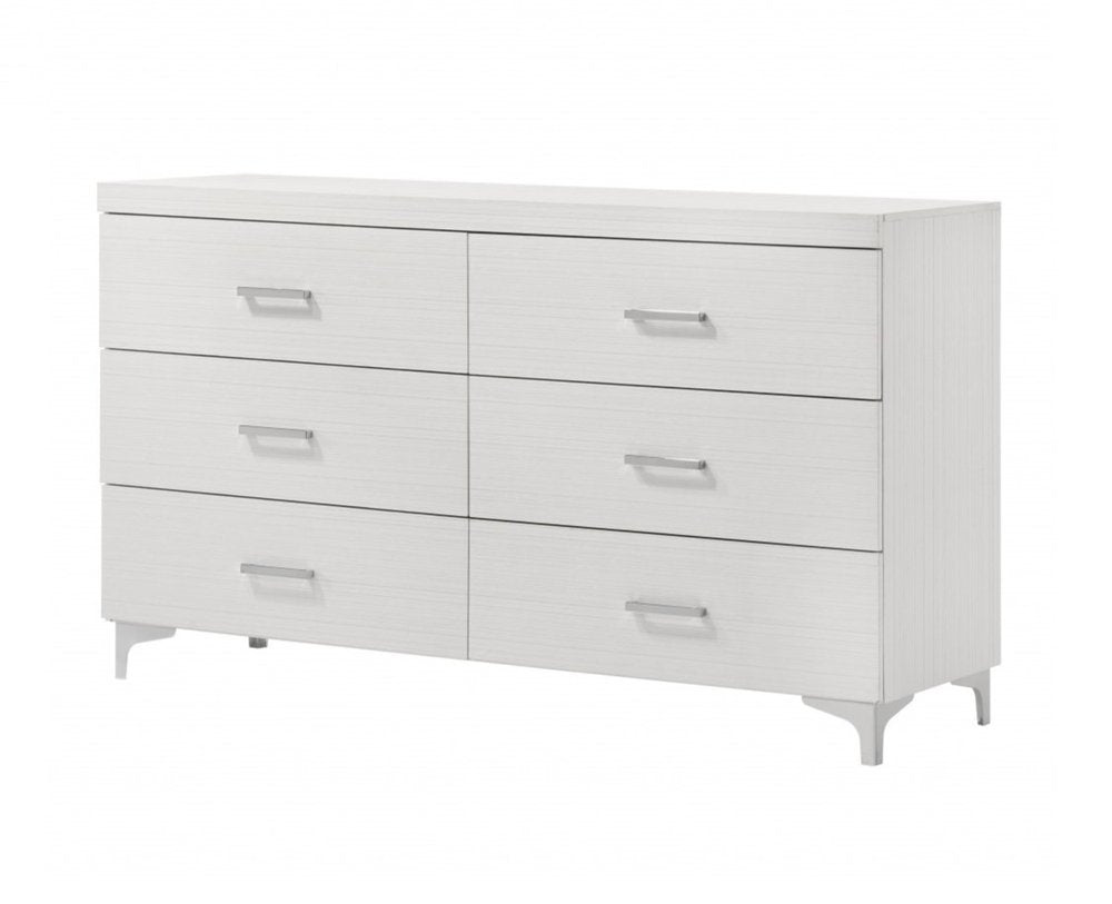 58" White Solid and Manufactured Wood Six Drawer Double Dresser — view 4