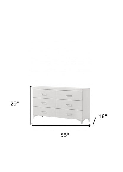 58" White Wood Six Drawer Double Dresser HomeRoots