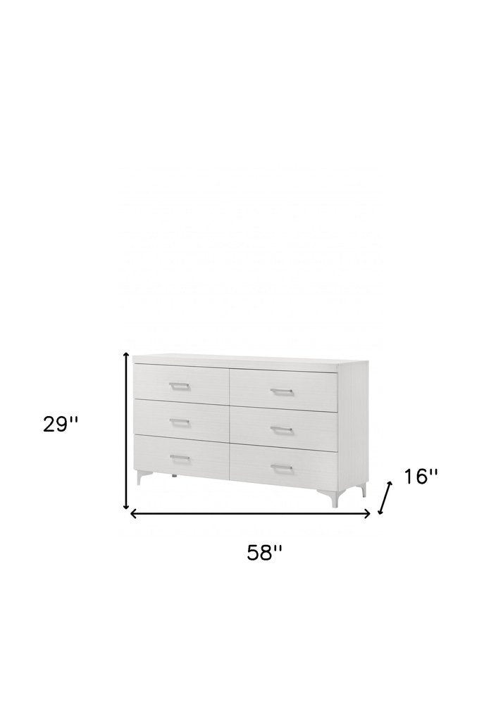 58" White Solid and Manufactured Wood Six Drawer Double Dresser — view 1
