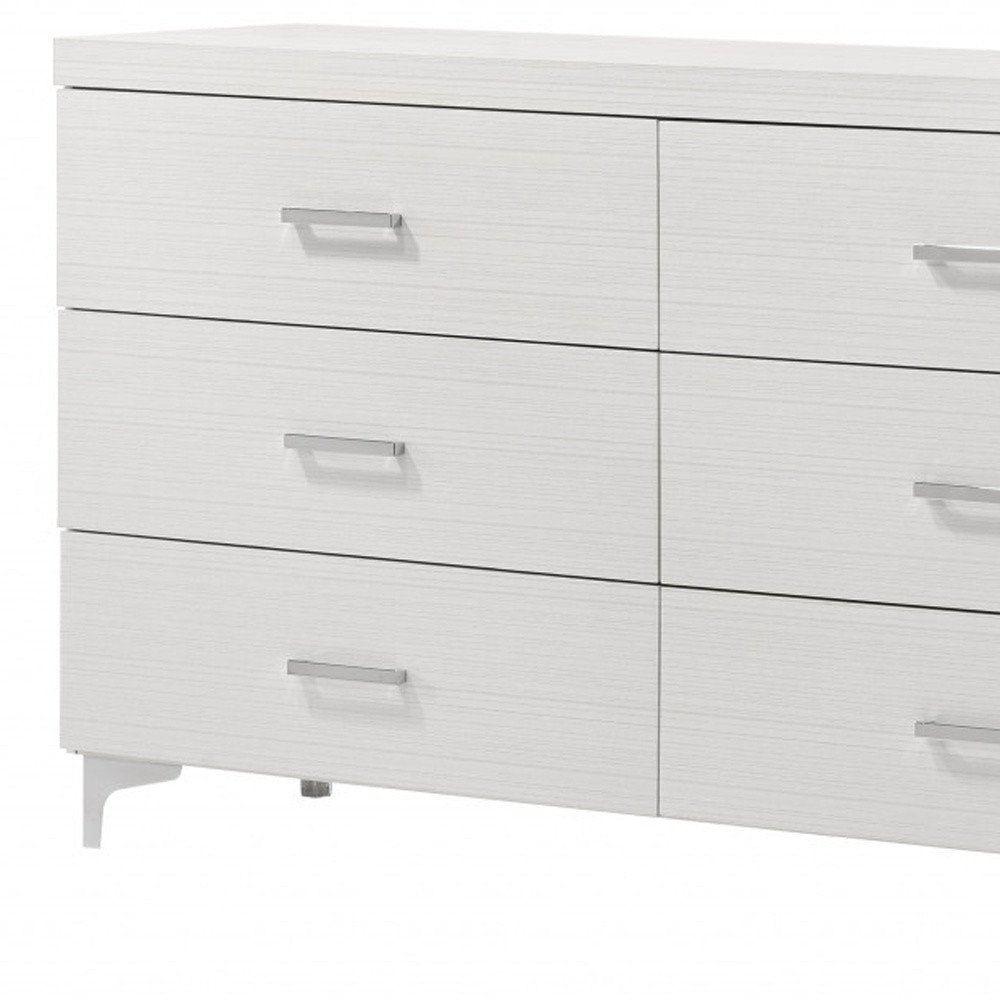 58" White Solid and Manufactured Wood Six Drawer Double Dresser HomeRoots