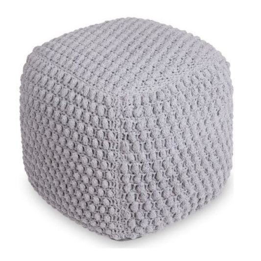 18" Light Gray Cotton Blend Pouf Ottoman HomeRoots