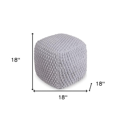 18" Light Gray Cotton Blend Pouf Ottoman