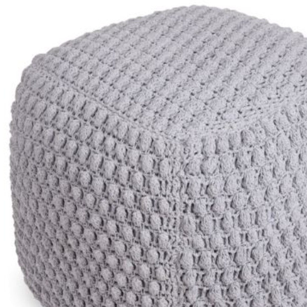 18" Light Gray Cotton Blend Pouf Ottoman