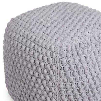 18" Light Gray Cotton Blend Pouf Ottoman