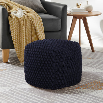 18" Light Gray Cotton Blend Pouf Ottoman