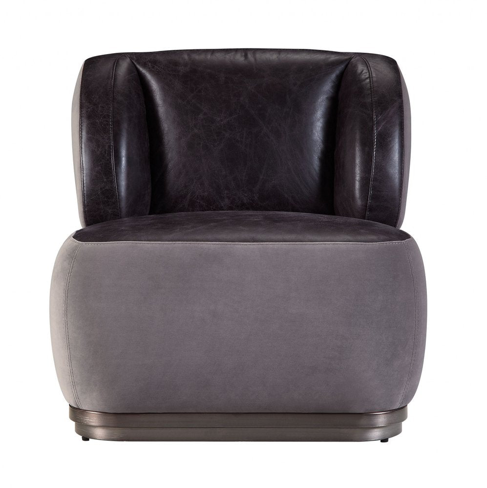 29" Slate Gray and Brown Velvet Slipper Chair HomeRoots