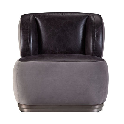 29" Slate Gray and Brown Velvet Slipper Chair HomeRoots