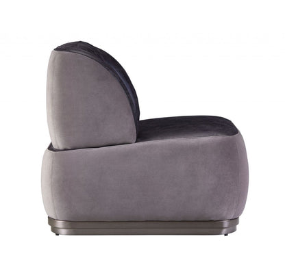 29" Slate Gray and Brown Velvet Slipper Chair HomeRoots