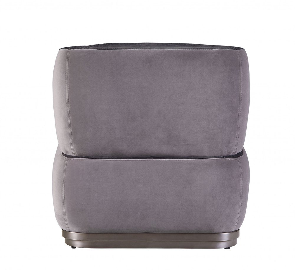 29" Slate Gray and Brown Velvet Slipper Chair HomeRoots