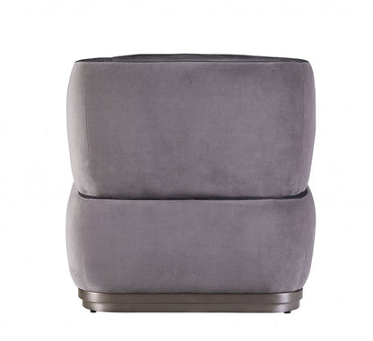 29" Slate Gray and Brown Velvet Slipper Chair HomeRoots