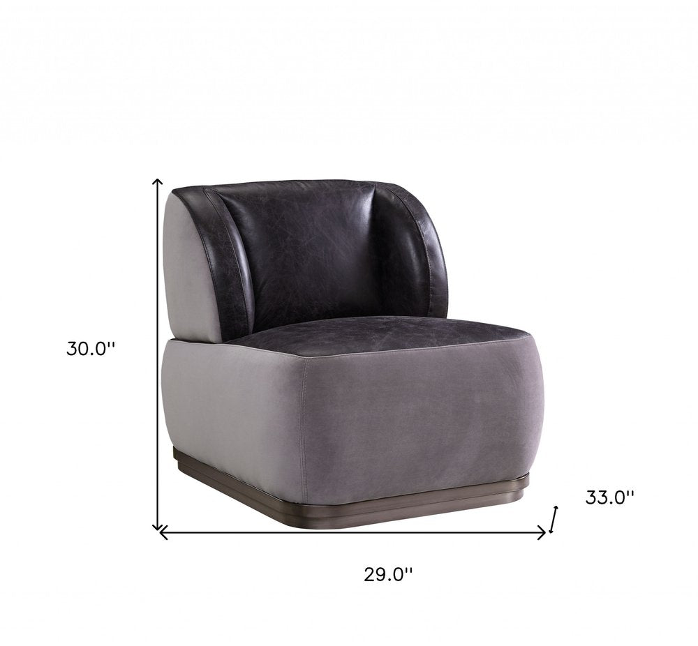 29" Slate Gray and Brown Velvet Slipper Chair HomeRoots