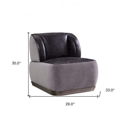 29" Slate Gray and Brown Velvet Slipper Chair HomeRoots