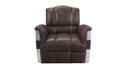35" Brown Top Grain Leather Patchwork Club Chair HomeRoots