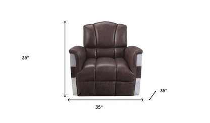 35" Brown Top Grain Leather Patchwork Club Chair HomeRoots