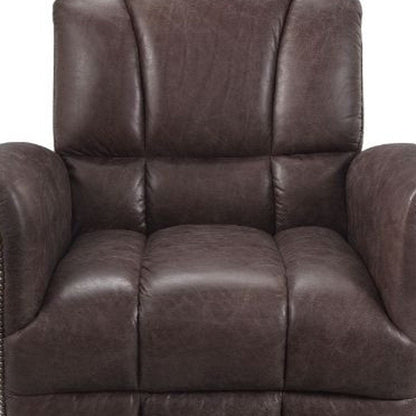 35" Brown Top Grain Leather Patchwork Club Chair