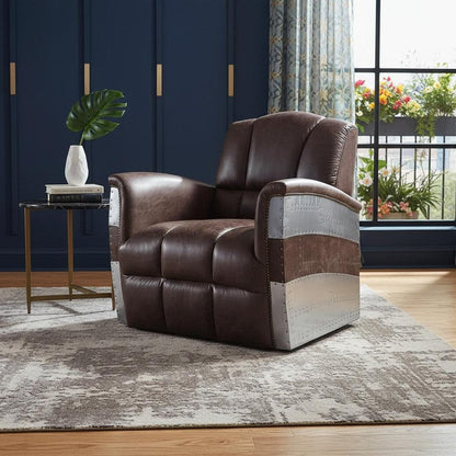 35" Brown Top Grain Leather Patchwork Club Chair HomeRoots