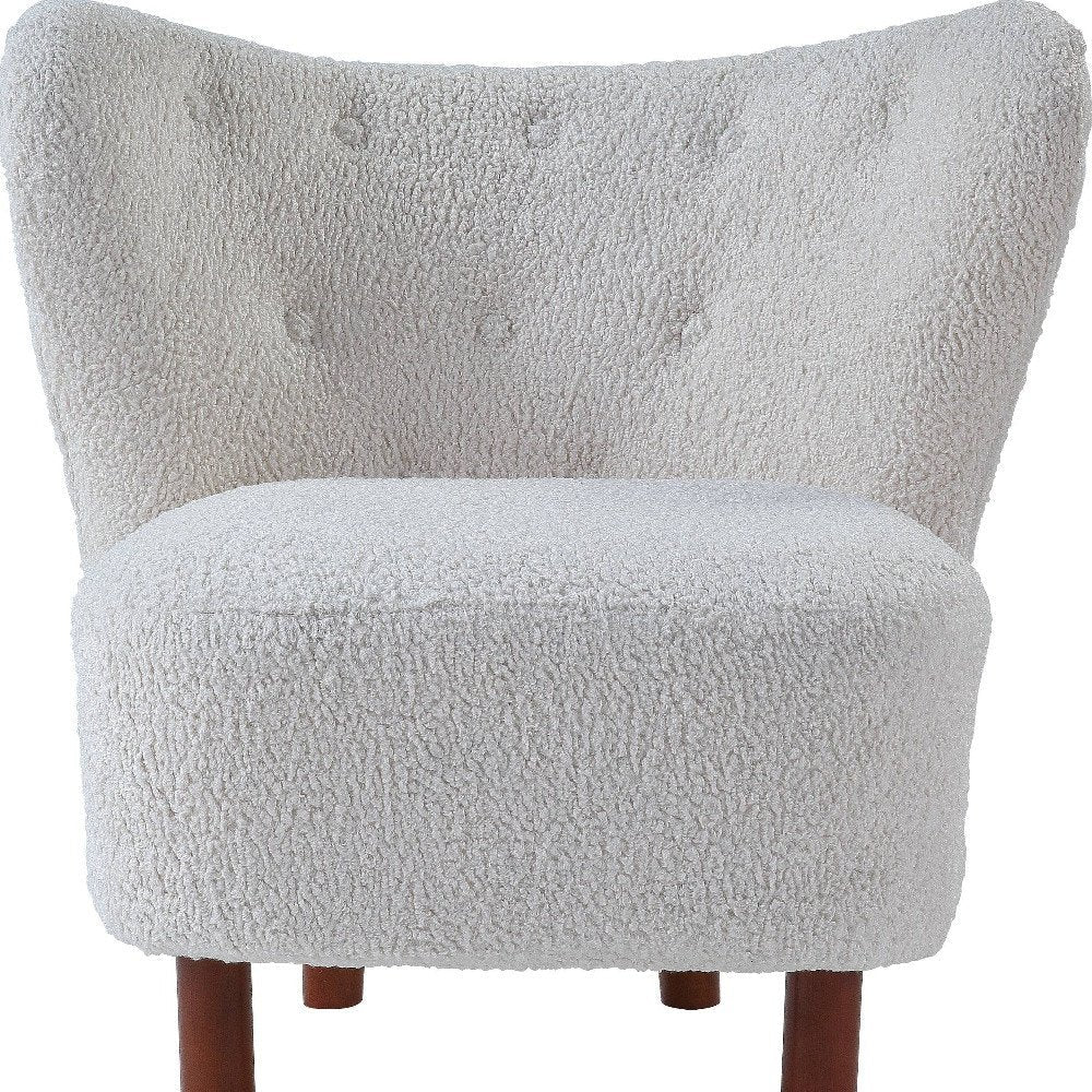 31" White and Brown Sherpa Polka Dots Wingback Chair HomeRoots