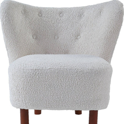 31" White and Brown Sherpa Polka Dots Wingback Chair HomeRoots