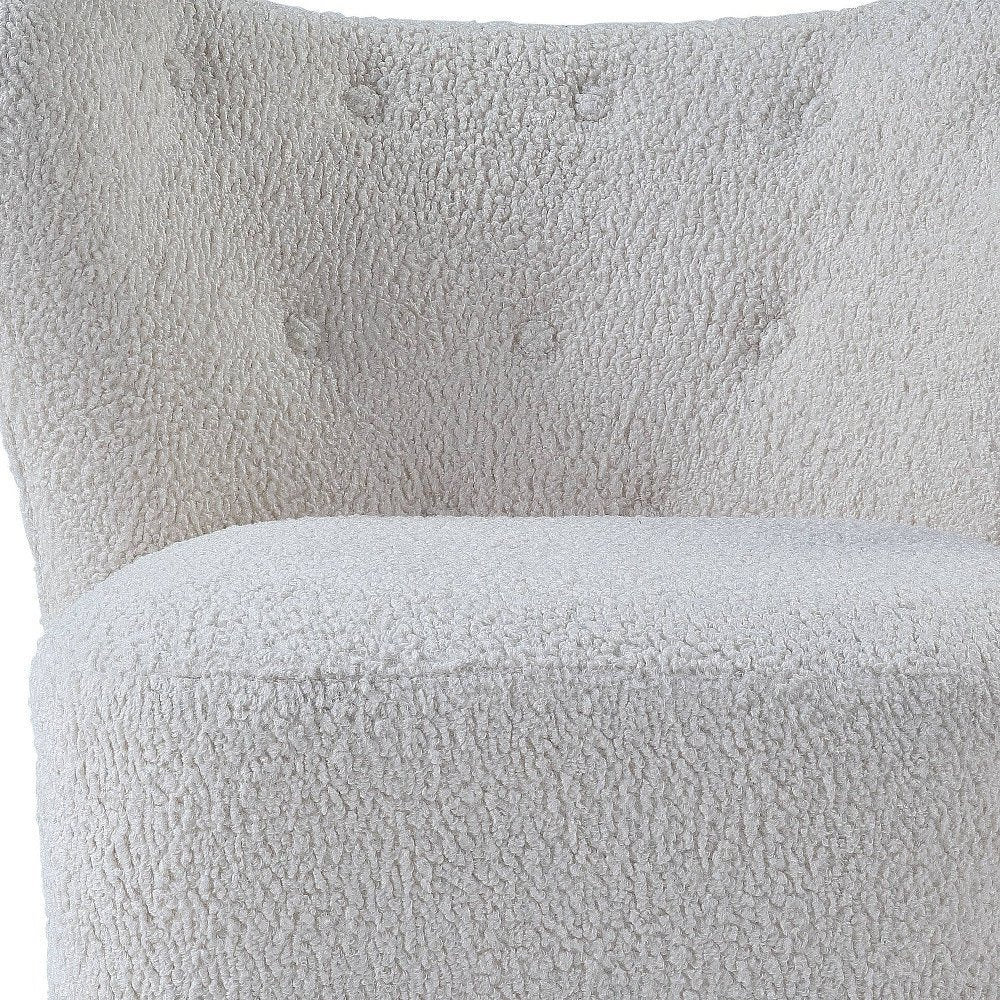 31" White and Brown Sherpa Polka Dots Wingback Chair HomeRoots