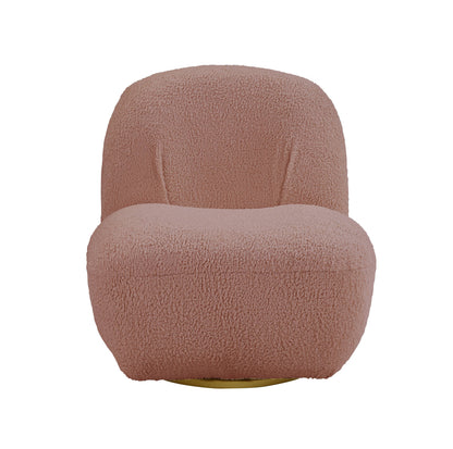 32" Pink Sherpa Solid Color Swivel Slipper Chair